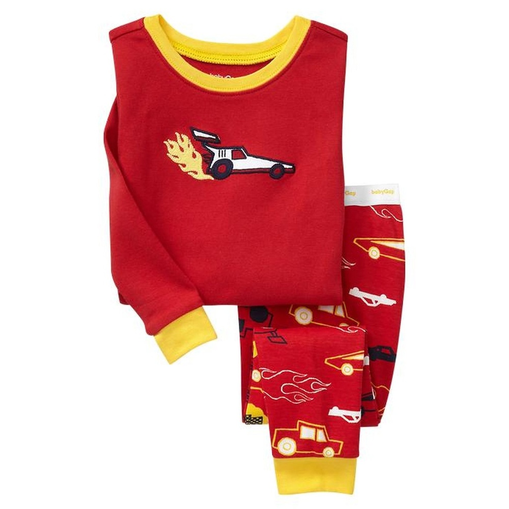Baby Gap pajamas NWT red RACE CAR flames formula 1